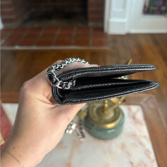 CHANEL Silver Hardware Black Quilted Leather Wallet w/ Chain Strap | WOC - Picture 4 of 10